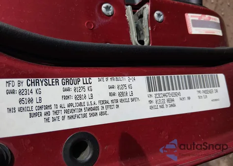 2014 Chrysler 300 from USA, damaged, VIN 2C3CCAAG7EH228249